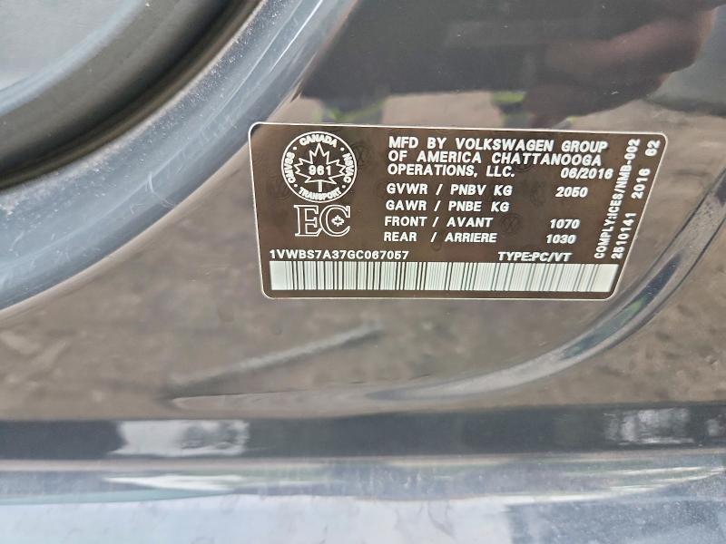 Aukcja sprzedaży 2016 Volkswagen Passat, vin: 1VWBS7A37GC067057, numer aukcji: 65945856