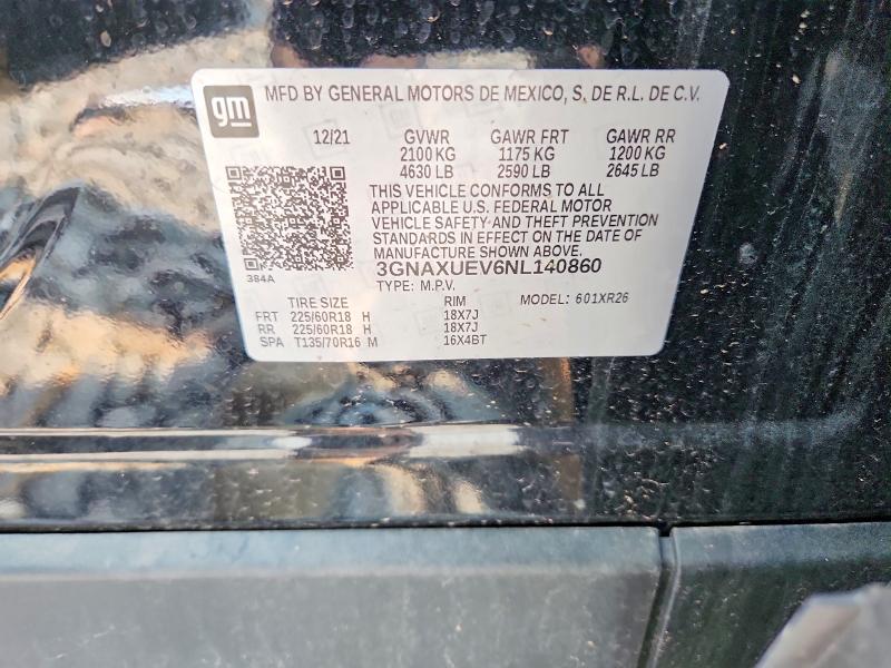 Aukcja sprzedaży 2022 Chevrolet Equinox, vin: 3GNAXUEV6NL140860, numer aukcji: 65103976
