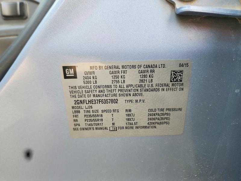64490846 :رقم المزاد ، 2GNFLHE37F6357802 vin ، 2015 Chevrolet Equinox مزاد بيع
