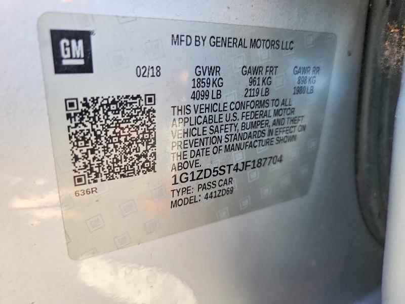 66597996 :رقم المزاد ، 1G1ZD5ST4JF187704 vin ، 2018 Chevrolet Malibu مزاد بيع