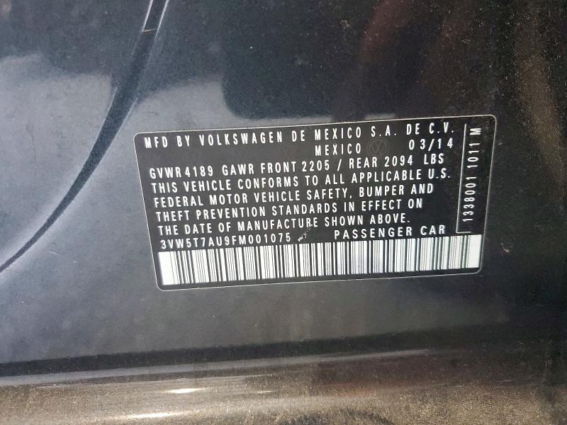 64901256 :رقم المزاد ، 3VW5T7AU9FM001075 vin ، 2015 Volkswagen Gti مزاد بيع