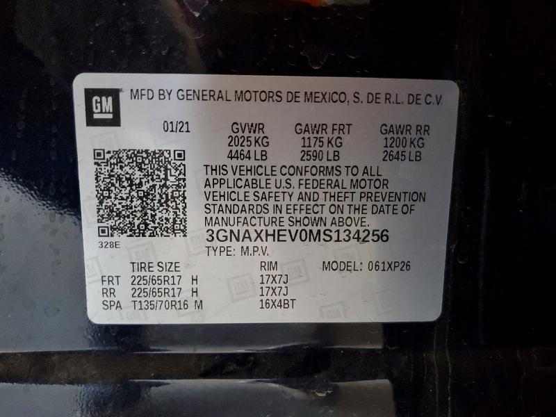 Aukcja sprzedaży 2021 Chevrolet Equinox, vin: 3GNAXHEV0MS134256, numer aukcji: 63572286