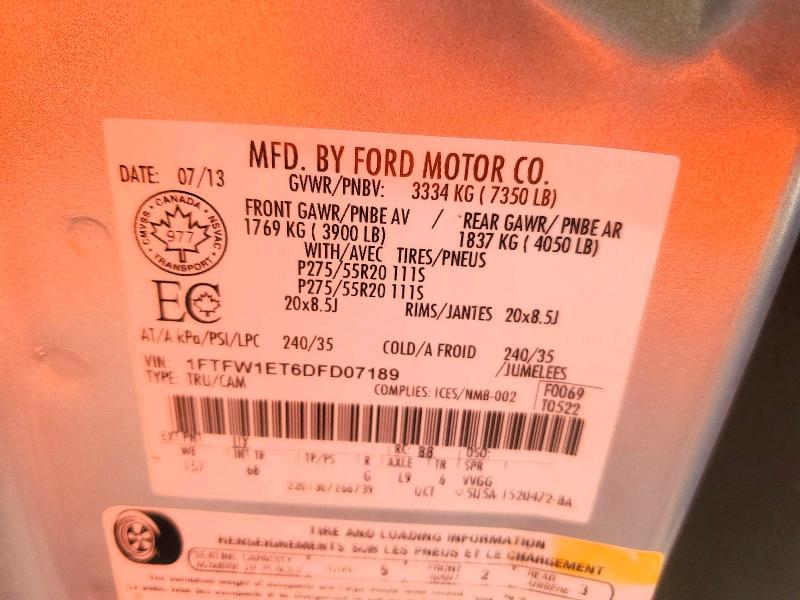 Aukcja sprzedaży 2013 Ford F150, vin: 1FTFW1ET6DFD07189, numer aukcji: 65303876