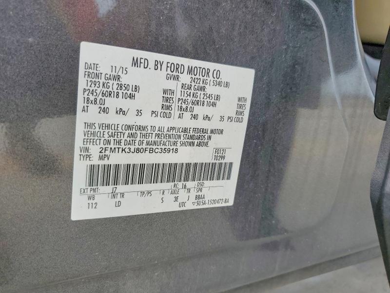 Aukcja sprzedaży 2015 Ford Edge, vin: 2FMTK3J80FBC35918, numer aukcji: 64462346