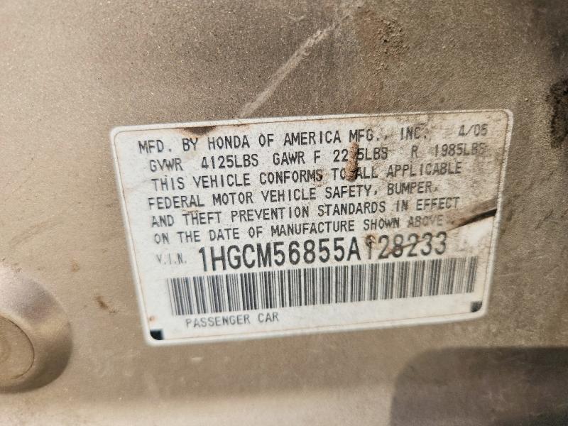 Aukcja sprzedaży 2005 Honda Accord, vin: 1HGCM56855A128233, numer aukcji: 66796296