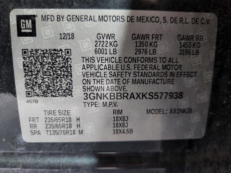 Продажа на аукционе авто 2019 Chevrolet Blazer, vin: 3GNKBBRAXKS577938, номер лота: 63664466