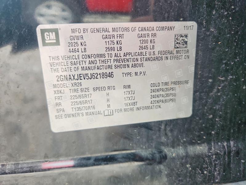 65089166 :رقم المزاد ، 2GNAXJEV5J6218946 vin ، 2018 Chevrolet Equinox مزاد بيع