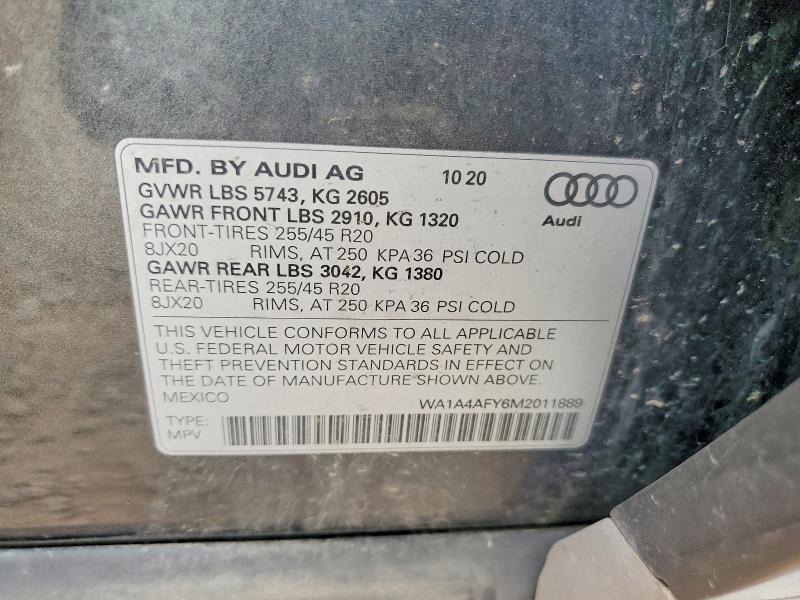 Aukcja sprzedaży 2021 Audi Sq5, vin: WA1A4AFY6M2011889, numer aukcji: 64218586
