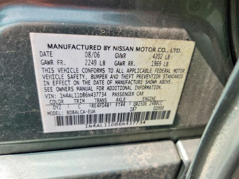 66351806 :رقم المزاد ، 1N4AL11D86N437734 vin ، 2006 Nissan Altima مزاد بيع