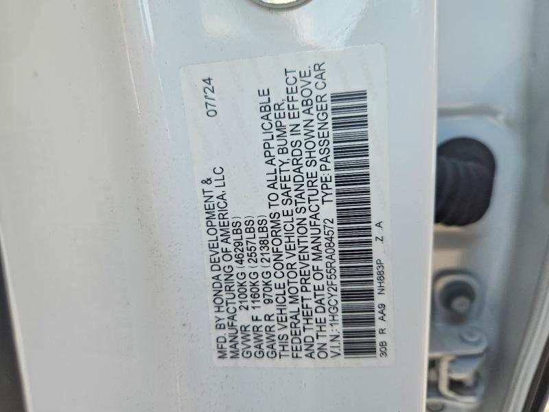 66100076 :رقم المزاد ، 1HGCY2F55RA084572 vin ، 2024 Honda Accord مزاد بيع