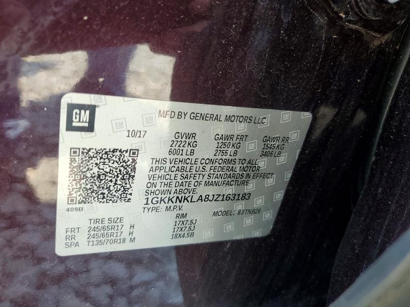 64541126 :رقم المزاد ، 1GKKNKLA8JZ163183 vin ، 2018 Gmc Acadia مزاد بيع