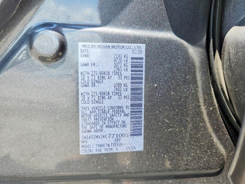 Продаж на аукціоні авто 2019 Nissan Rogue, vin: 5N1AT2MV2KC771005, номер лоту: 63484726