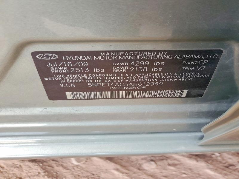 63770666 :رقم المزاد ، 5NPET4AC5AH612969 vin ، 2010 Hyundai Sonata مزاد بيع