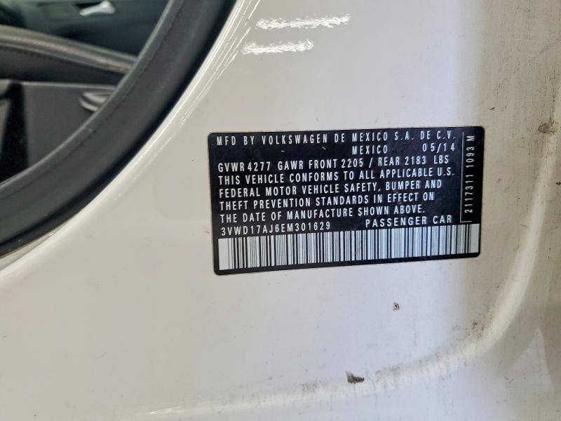 64313936 :رقم المزاد ، 3VWD17AJ6EM301629 vin ، 2014 Volkswagen Jetta مزاد بيع
