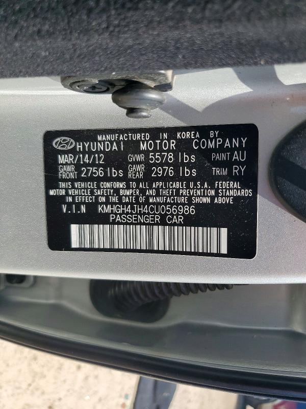 2012 Hyundai Equus მანქანა იყიდება აუქციონზე, vin: KMHGH4JH4CU056986, აუქციონის ნომერი: 64730496