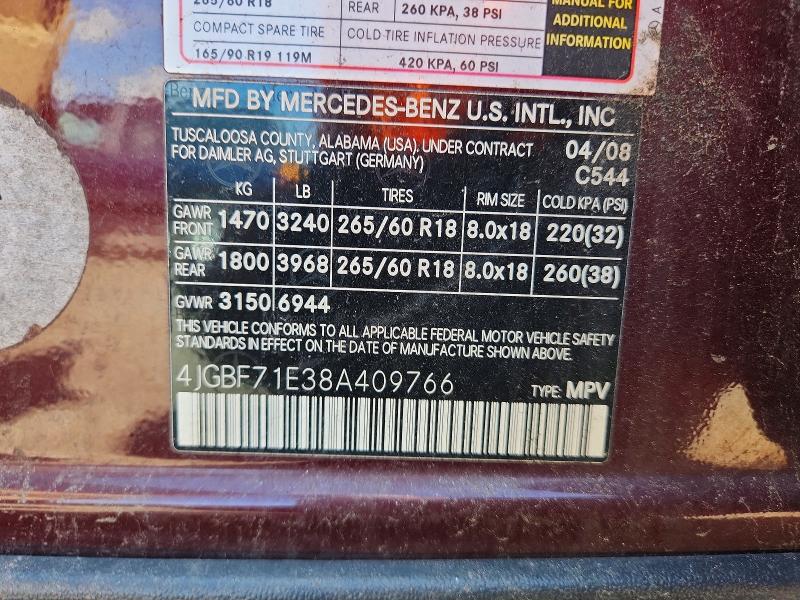 Продаж на аукціоні авто 2008 Mercedes-benz Gl, vin: 4JGBF71E38A409766, номер лоту: 65275806