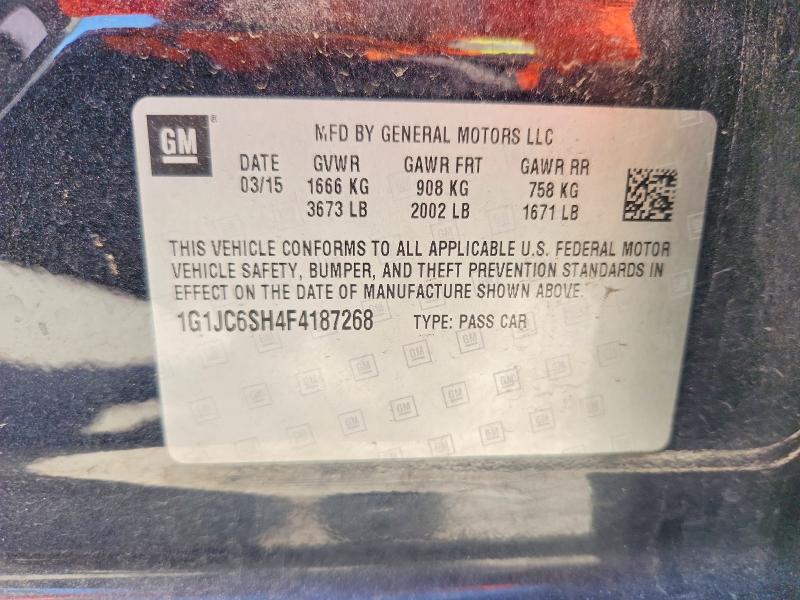 65269376 :رقم المزاد ، 1G1JC6SH4F4187268 vin ، 2015 Chevrolet Sonic مزاد بيع