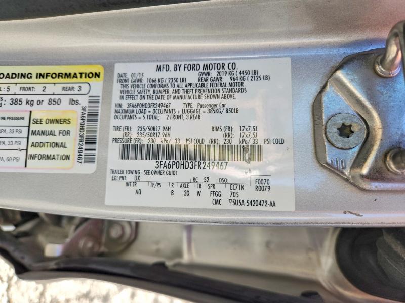 2015 Ford Fusion მანქანა იყიდება აუქციონზე, vin: 3FA6P0HD3FR249467, აუქციონის ნომერი: 64627616