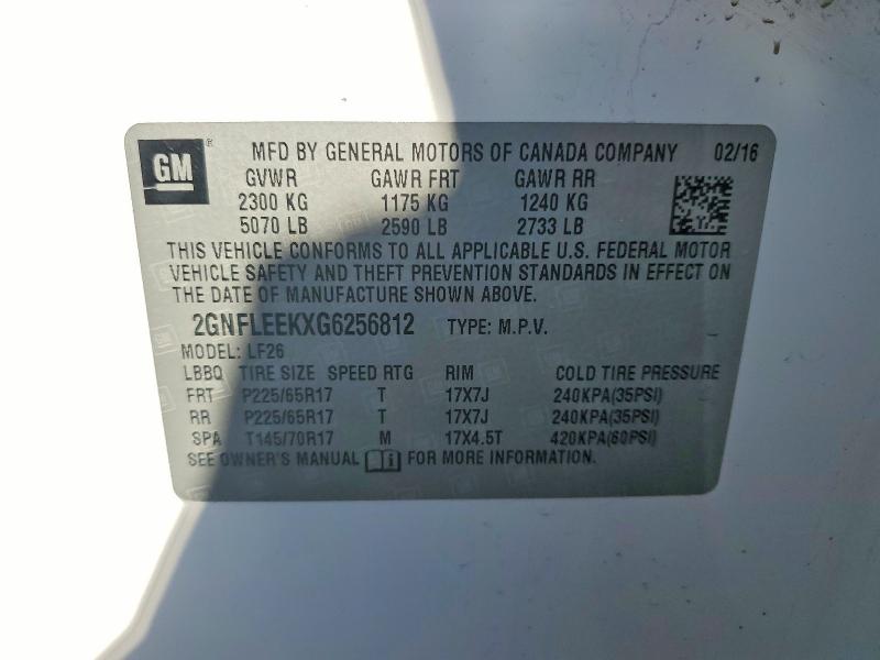 Продажа на аукционе авто 2016 Chevrolet Equinox, vin: 2GNFLEEKXG6256812, номер лота: 64516366