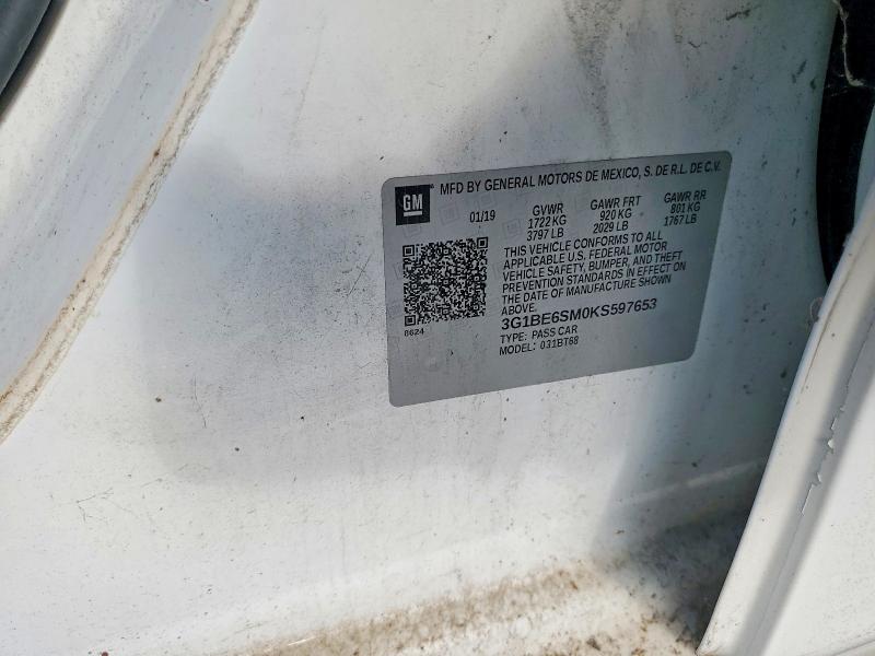Продаж на аукціоні авто 2019 Chevrolet Cruze, vin: 3G1BE6SM0KS597653, номер лоту: 61887726
