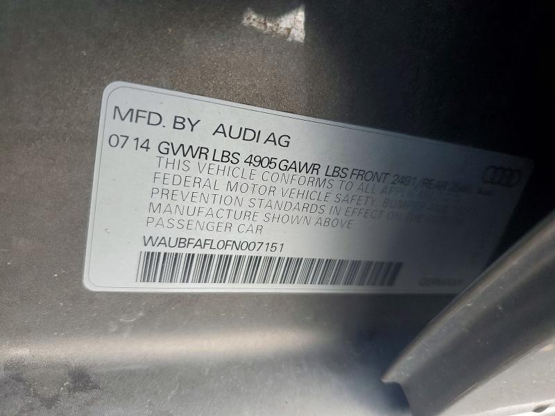 62613676 :رقم المزاد ، WAUBFAFL0FN007151 vin ، 2015 Audi A4 مزاد بيع