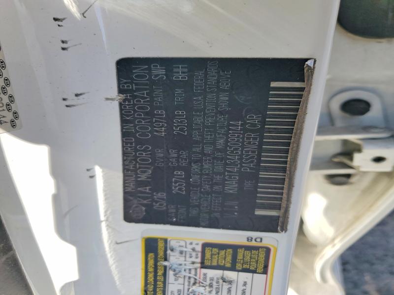 2016 Kia Optima მანქანა იყიდება აუქციონზე, vin: KNAGT4L34G5099144, აუქციონის ნომერი: 63575496