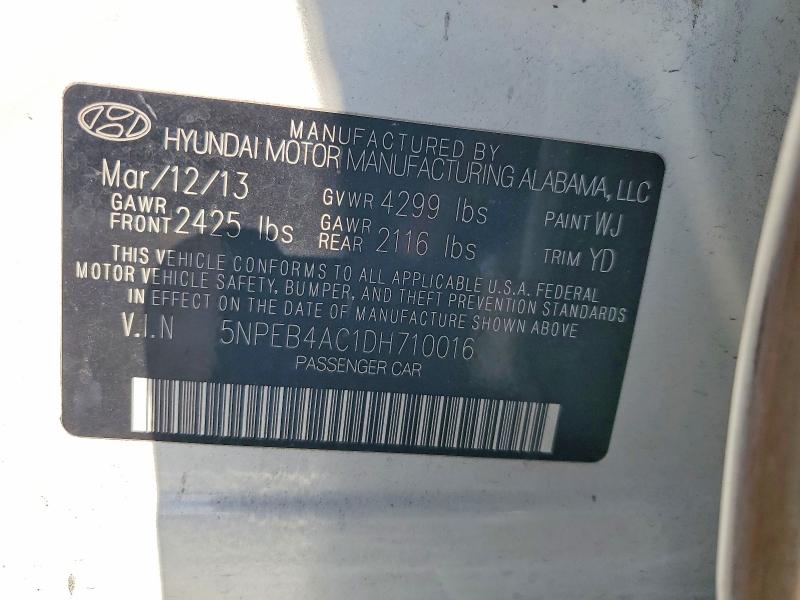 Продажа на аукционе авто 2013 Hyundai Sonata, vin: 5NPEB4AC1DH710016, номер лота: 63197016