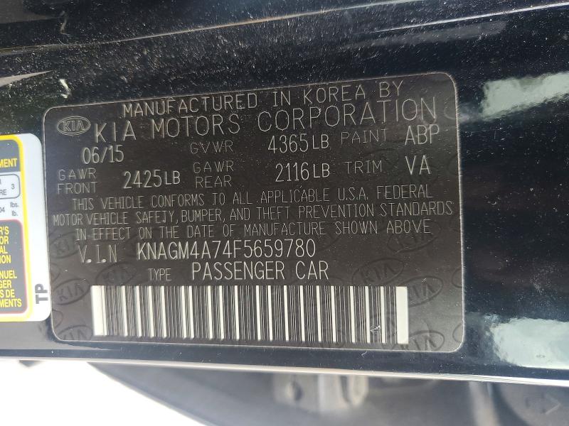 66749786 :رقم المزاد ، KNAGM4A74F5659780 vin ، 2015 Kia Optima مزاد بيع