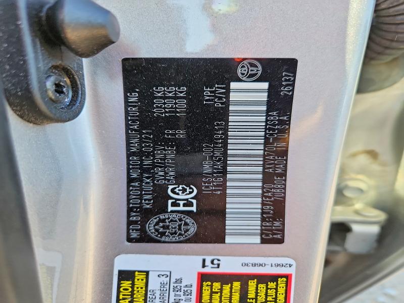 Aukcja sprzedaży 2021 Toyota Camry, vin: 4T1G11AK5MU449413, numer aukcji: 63202576