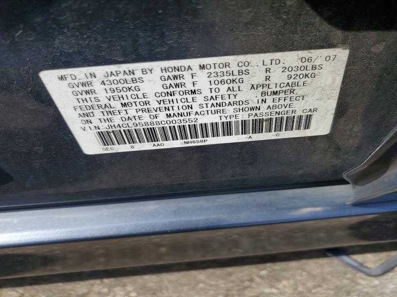 2008 Acura Tsx მანქანა იყიდება აუქციონზე, vin: JH4CL95888C003552, აუქციონის ნომერი: 65039476