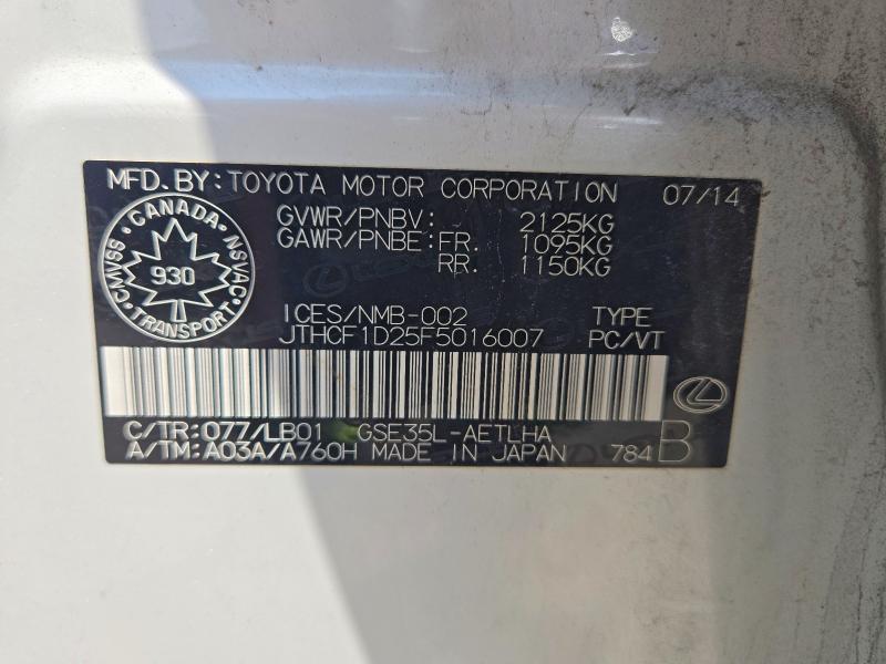 64594006 :رقم المزاد ، JTHCF1D25F5016007 vin ، 2015 Lexus Is مزاد بيع