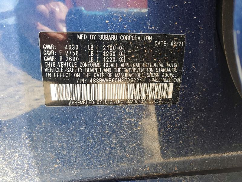 Aukcja sprzedaży 2022 Subaru Legacy, vin: 4S3BWAB65N3007224, numer aukcji: 64371836