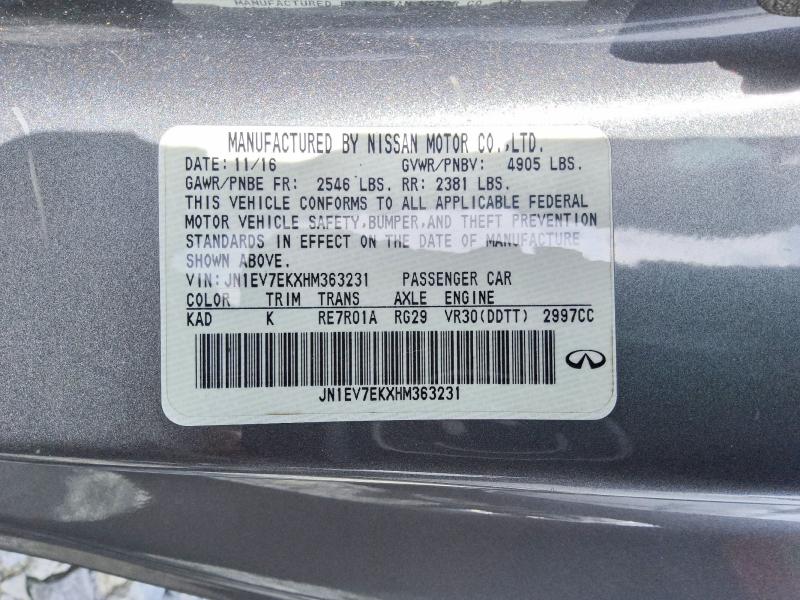 65114836 :رقم المزاد ، JN1EV7EKXHM363231 vin ، 2017 Infiniti Q60 مزاد بيع