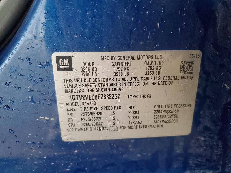Aukcja sprzedaży 2015 Gmc Sierra, vin: 1GTV2VEC8FZ332367, numer aukcji: 66900356