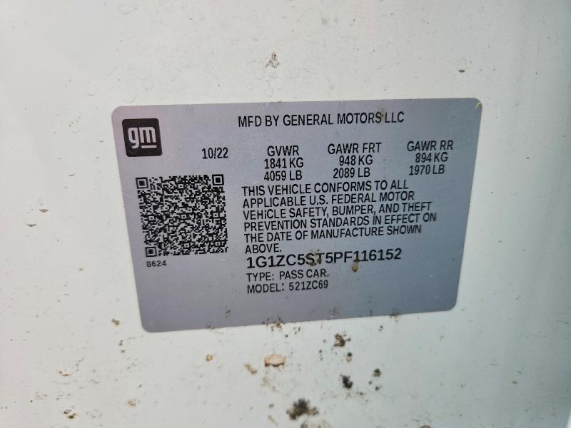 Aukcja sprzedaży 2023 Chevrolet Malibu, vin: 1G1ZC5ST5PF116152, numer aukcji: 63581236