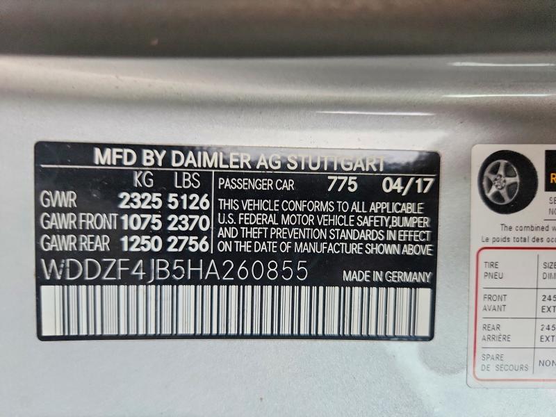62699796 :رقم المزاد ، WDDZF4JB5HA260855 vin ، 2017 Mercedes-benz E مزاد بيع