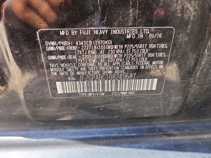 Aukcja sprzedaży 2016 Subaru Crosstrek, vin: JF2GPABC1G8249587, numer aukcji: 66181196