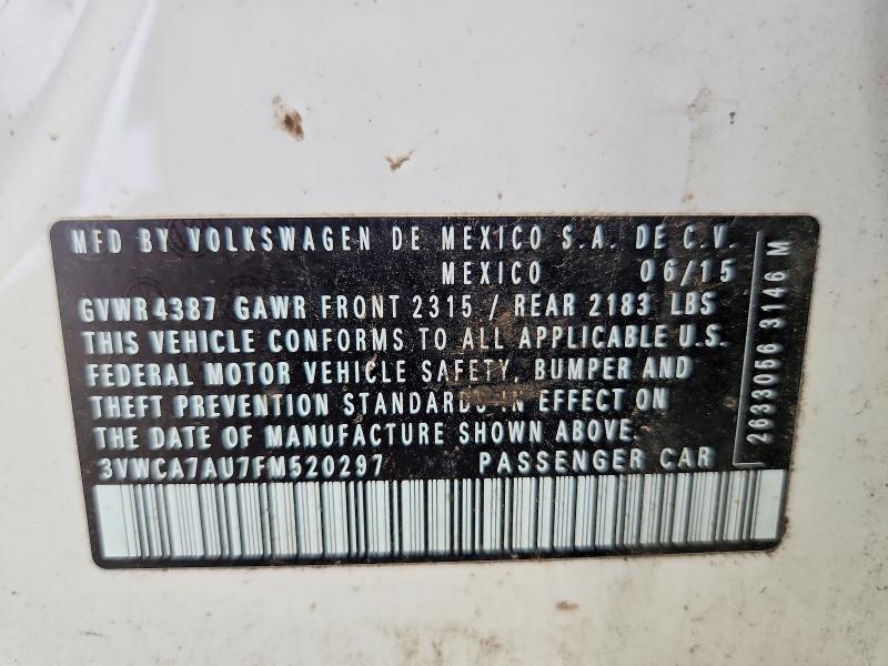 66543336 :رقم المزاد ، 3VWCA7AU7FM520297 vin ، 2015 Volkswagen Golf Sportwagen مزاد بيع