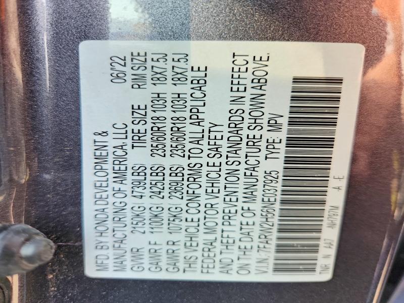 63780526 :رقم المزاد ، 7FARW2H56NE037925 vin ، 2022 Honda Cr-v مزاد بيع