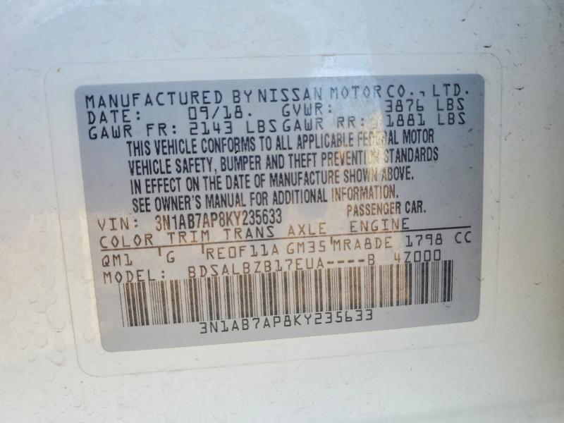64933026 :رقم المزاد ، 3N1AB7AP8KY235633 vin ، 2019 Nissan Sentra مزاد بيع