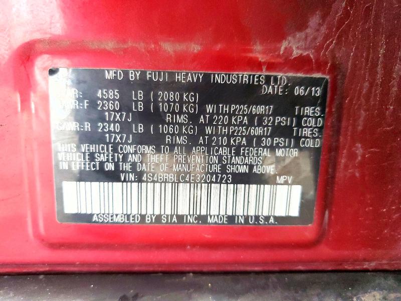 Aukcja sprzedaży 2014 Subaru Outback, vin: 4S4BRBLC4E3204723, numer aukcji: 65640346