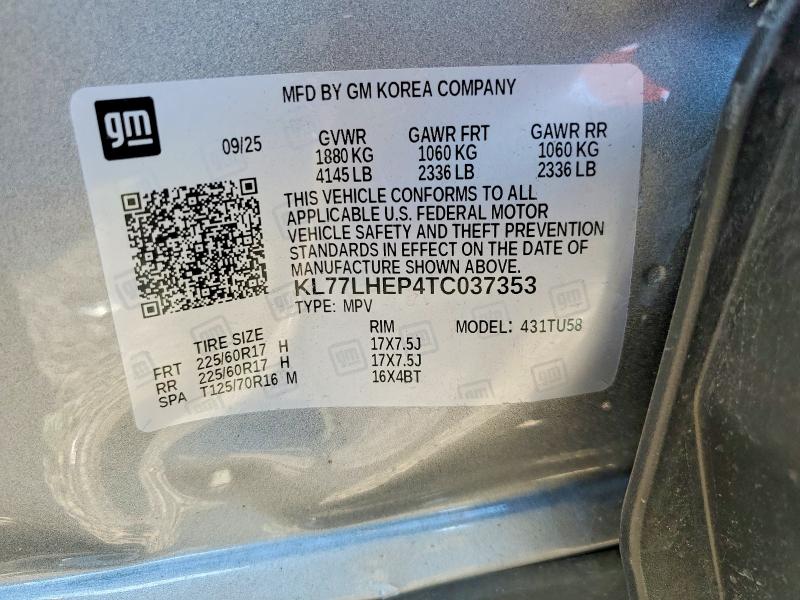 64682466 :رقم المزاد ، KL77LHEP4TC037353 vin ، 2026 Chevrolet Trax مزاد بيع