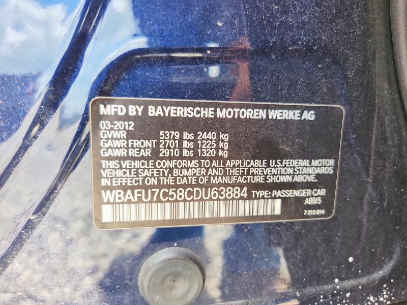 Продажа на аукционе авто 2012 Bmw 535, vin: WBAFU7C58CDU63884, номер лота: 65469246