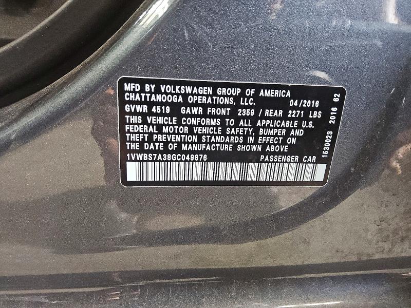 Aukcja sprzedaży 2016 Volkswagen Passat, vin: 1VWBS7A38GC049876, numer aukcji: 61447186