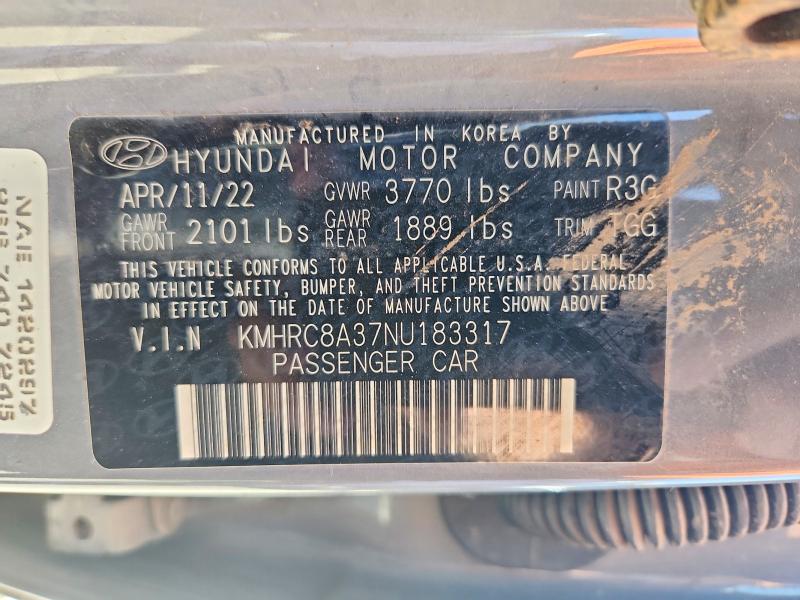 64509906 :رقم المزاد ، KMHRC8A37NU183317 vin ، 2022 Hyundai Venue مزاد بيع