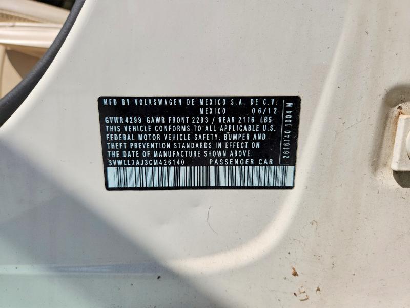 Aukcja sprzedaży 2012 Volkswagen Jetta, vin: 3VWLL7AJ3CM426140, numer aukcji: 66972396