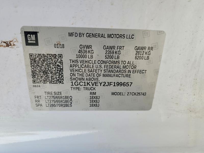 Продажа на аукционе авто 2018 Chevrolet Silverado, vin: 1GC1KVEY2JF199657, номер лота: 66165346