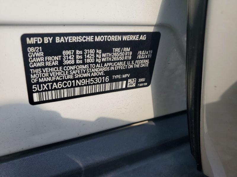 Aukcja sprzedaży 2022 Bmw X5, vin: 5UXTA6C01N9H53016, numer aukcji: 63640666