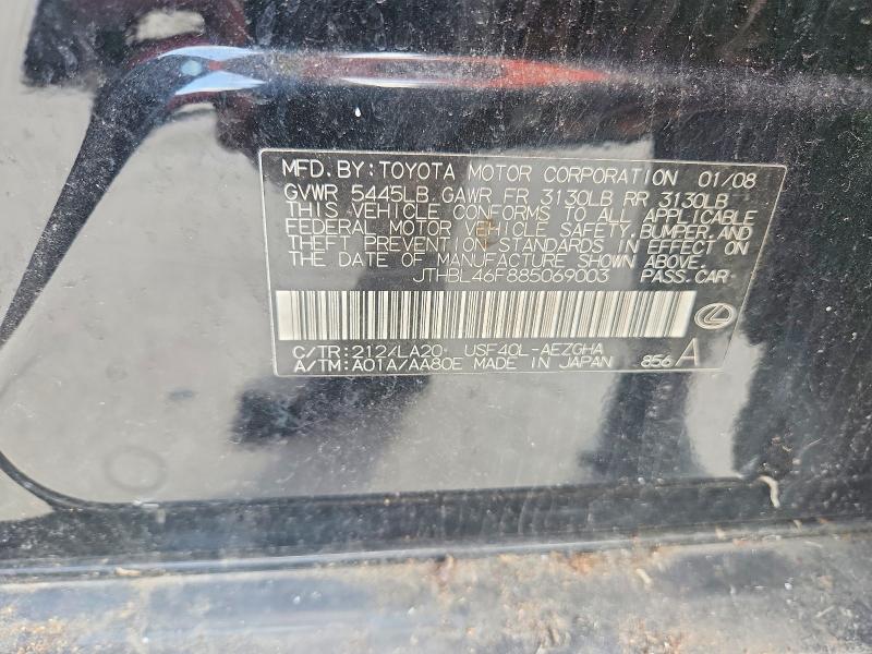 65122676 :رقم المزاد ، JTHBL46F885069003 vin ، 2008 Lexus Ls مزاد بيع