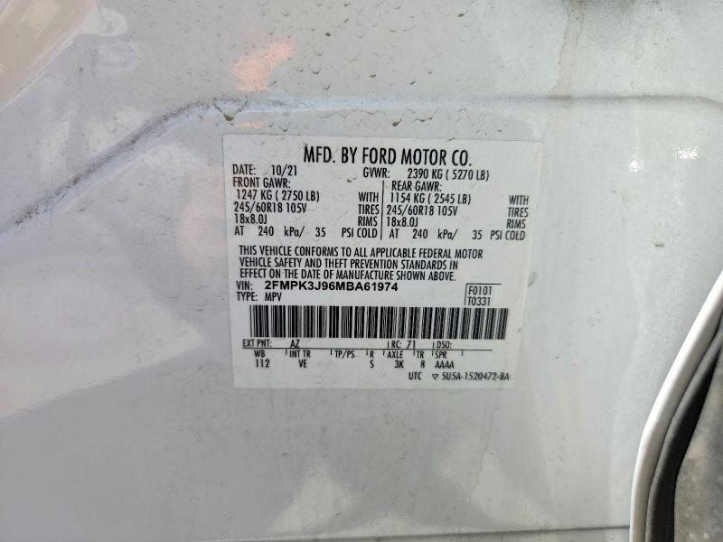 Продаж на аукціоні авто 2021 Ford Edge, vin: 2FMPK3J96MBA61974, номер лоту: 63237306